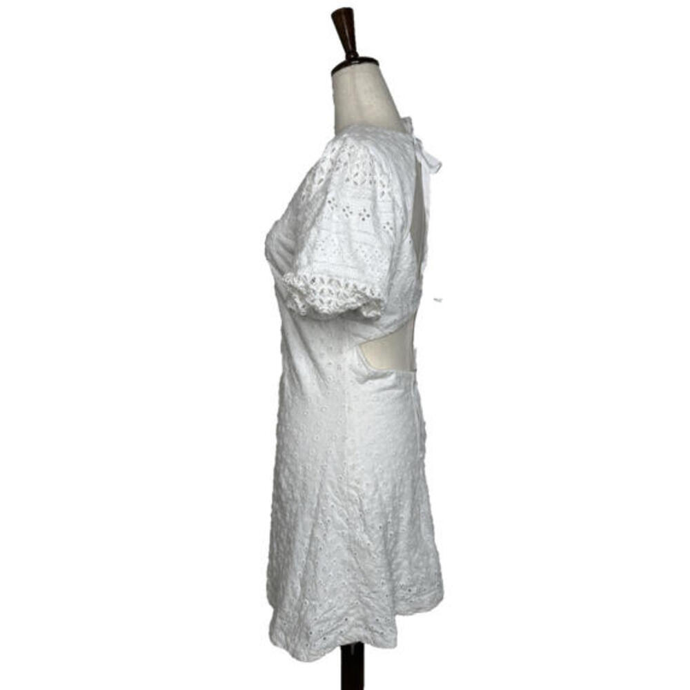 Free People Apricot Rose XS Embroidered Eyelet Tie Back Mini A Line Dress White - Picture 3 of 8